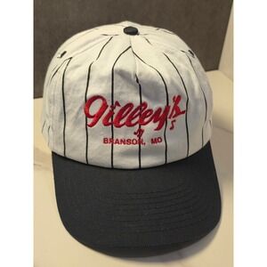 Vintage Gilleys Branson MO Pinstripe Snapback Hat Cobra Caps White Black Red